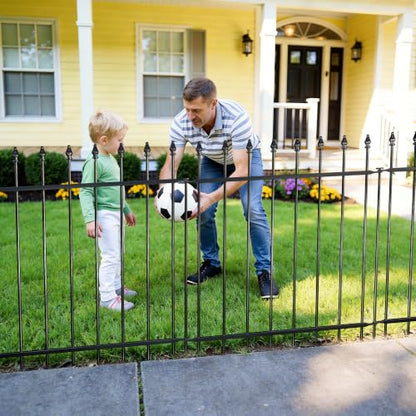 Decorative Metal Garden Fence，(12 Panels+ 13 Posts), Total Iength24 ft(W) x 24 in(H), High Metal Border Fence, Classic Roman Column Decoration, Garden and Lawn Landscape Fence, Black Animal Fence - size: 12 Panels-24 ft(W) x 24 in(H)