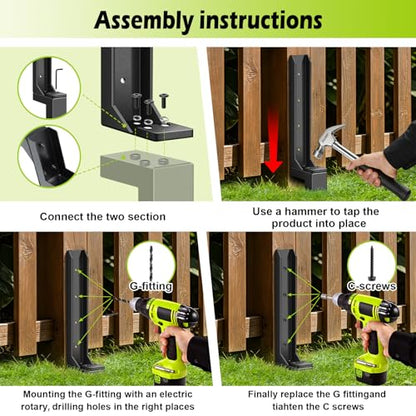 4 Pcs Fence Post Repair, Heavy Duty Fence Post Anchor Ground Stakes for Repair Tilted, Broken Wood Fence Post with Install Accessories (Special Edition) - style: 4 pcs Special Edition