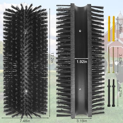 4PCS Livestock Scratching Brush Goat Scratching Tool Post Massage Grooming Brush with 8 Screws for Animals Back Scratcher Itch Brushes for Cattle, Sheep, Horses, Pigs,Cow (4, Black) - color: Black