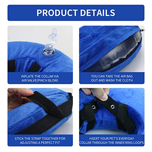 MCHY Inflatable Dog Cone,Adjustable Recovery Collar for Dogs After Surgery,Prevent from Biting & Scratching,Not Block Vision (Blue, M-Neck 10''- 14'') - color: Blue, size: M-Neck 10"- 14"
