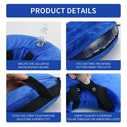 MCHY Inflatable Dog Cone,Adjustable Recovery Collar for Dogs After Surgery,Prevent from Biting & Scratching,Not Block Vision (Blue, M-Neck 10''- 14'') - color: Blue, size: M-Neck 10"- 14"