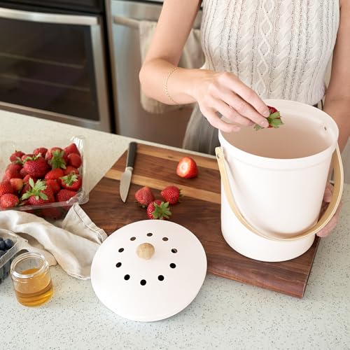 Beautiful Kitchen Compost Bin with Smell Proof Lid for Your Countertop - color: Beige