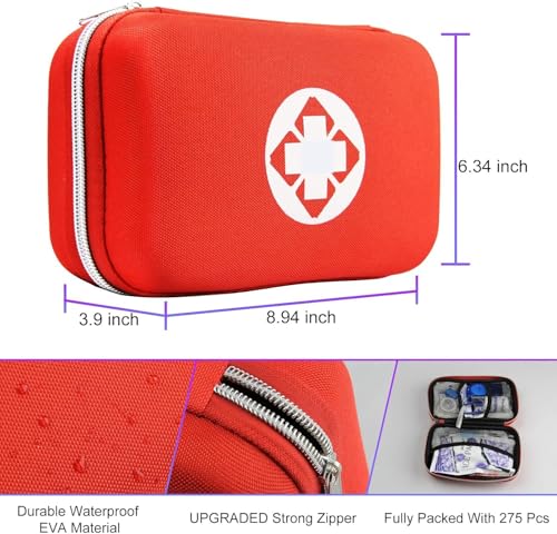 First Aid Kit 277PCS Car Home Camping Essentials Red Emergency Kit YIDERBO - color: Red