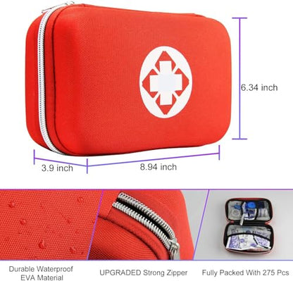 First Aid Kit 277PCS Car Home Camping Essentials Red Emergency Kit YIDERBO - color: Red