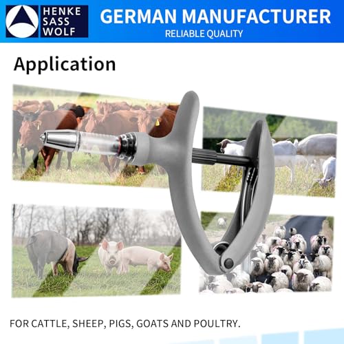 HSW ECO-MATIC Tubing Connection Veterinary Syringes with Dose Adjustable 0.5 ml – 5.0 ml, 5ML Auto Self-Refilling Livestock Syringe for Injections - size: 5ML Tubing