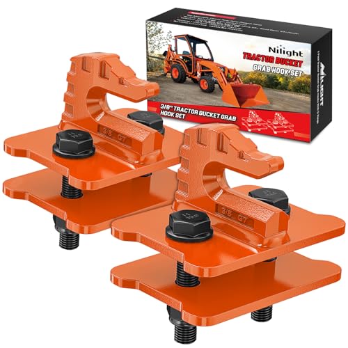 Nilight 2PCS 3/8" Tractor Bucket Grab Hook Bolt On | Heavy Duty Drop Forged Steel Bolt On Zinc-Coated Cast Tow Max 15000 LBS Orange - color: Orange, size: Grab Hook