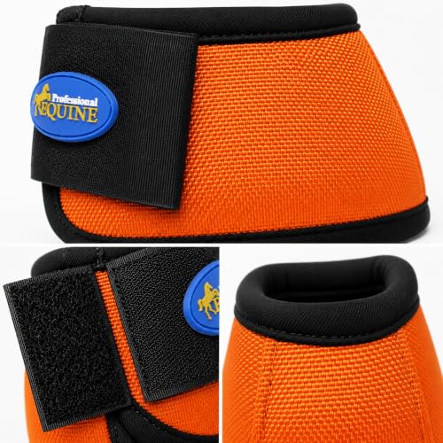 Horse Large Ballistic Overreach No-Turn Bell Boots Orange 4109OR-L