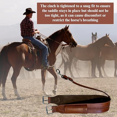 Hulara Western Carved Leather Rear Flank Back Saddle Girth Cinch Belt with Bucking Strap Comfytack |Premium Flank Cinch Belt Leather Horse Girth - color: Brown- Zig Zag