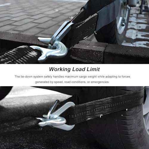 2" x 29" Premium Axle Tie Down Strap with D Rings, Heavy Duty Auto Towing Tie-Down Strap with Protective Sleeve, 6614 Lbs Load Capacity Axle Straps for Securing Car Transport (Black) - color: Black