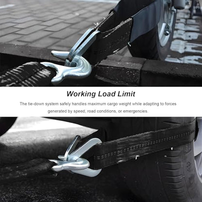 2" x 29" Premium Axle Tie Down Strap with D Rings, Heavy Duty Auto Towing Tie-Down Strap with Protective Sleeve, 6614 Lbs Load Capacity Axle Straps for Securing Car Transport (Black) - color: Black