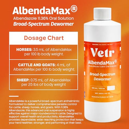vetr AlbendaMax Oral Suspension, Liquid for Cattle, Sheep & Goats – 500 mL - size: 500mL