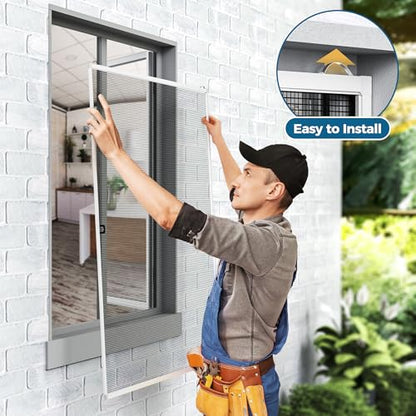 Augblinds DIY Aluminum Window Screen Frame Kit, 2 Sets, 46 in, White - color: White, size: 46 in X 46 in (2 Pack)
