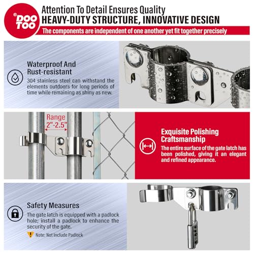Stainless Steel 1-3/8" x 1 5/8" Chain Link Gate Latch （Fit 1-3/8" Gate Frame）, Heavy Duty Chain Link Fence Gate Fork Latch with Hole for Padlock 2Pack - color: 1-3/8"x1-5/8"