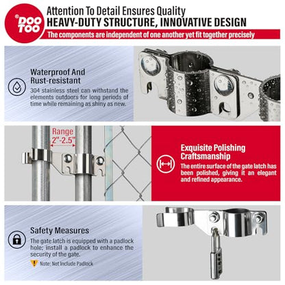 Stainless Steel 1-3/8" x 1 5/8" Chain Link Gate Latch （Fit 1-3/8" Gate Frame）, Heavy Duty Chain Link Fence Gate Fork Latch with Hole for Padlock 2Pack - color: 1-3/8"x1-5/8"