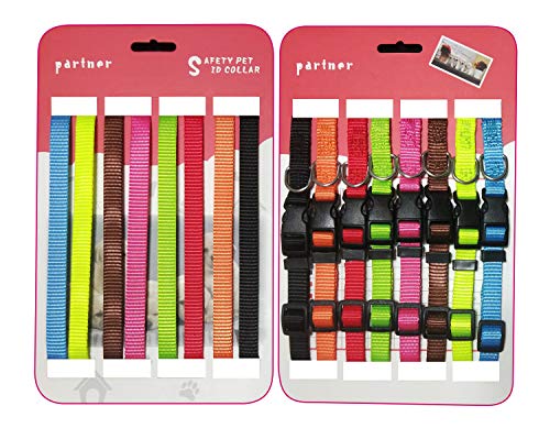 PARTNER Puppy ID Collars Identification Whelping Super Soft Nylon Adjustable Breakaway New Born Pets with Record Keeping Charts 8pcs