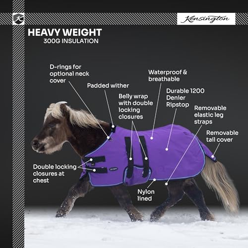 Mini Horse Turnout Blanket, 300g Heavyweight Waterproof, 46 in, Navy - color: (Navy), size: 46"