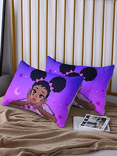 HOSIMA Black Girl Magic Twin Bedding Sets,1 Fitted Sheet+2 Pillowcases. - color: Purple-a, size: Twin 39"*75"