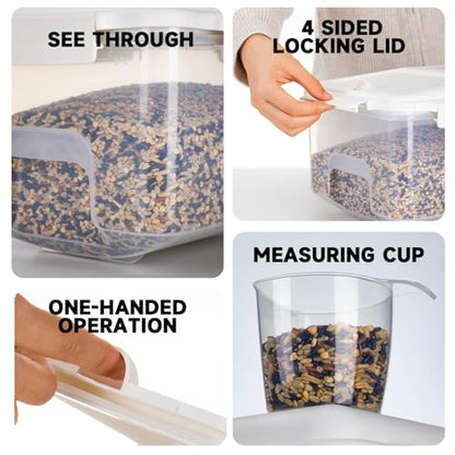 LivLab Mker 20 lb Airtight Rice Storage Container with Wheels, White | 20 lb rice or 15 lb flour capacity; airtight BPA-free bin with wheels keeps bulk dry food mobile, visible, and organized. - color: 10KG-A