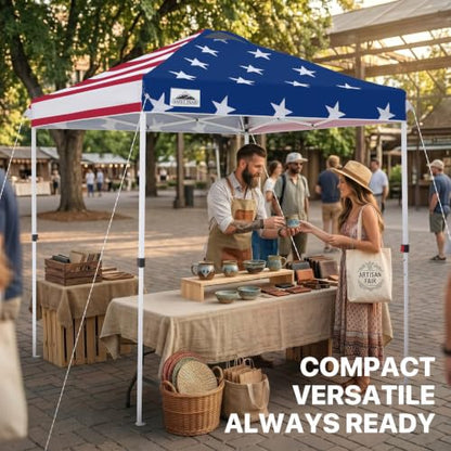 EAGLE PEAK 6.6x6.6 Pop Up Canopy Tent Easy Up Canopy Outdoor, American Flag - color: American Flag, size: 6.6x6.6