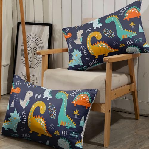 Dinosaur Sheets Set 4Pcs for Kids,Cartoon Animal Printed Sheet Set with 1 Flat Sheet and 1 Fitted Sheet + 2 Pillowcases(Dinosaur Twin) - color: Dinosaur, size: Twin 67x97 inches