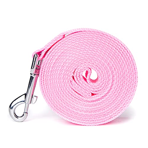 10 ft Strong Durable Nylon Dog Training Leash, Traction Rope, 1 Inch Wide, for Small and Medium Dog (Pink, 10 Feet) - color: Pink, size: 10 Feet