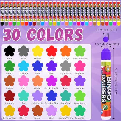 Crtiin 30 Pack Bingo Daubers Dot Markers, 30 Colors Bulk Kids Art