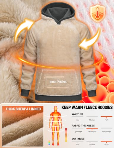 TACVASEN Men's Sherpa Hoodies Midweight Fleece Winter Thermal Sweatshirts - color: 02 Dark Grey, size: Small