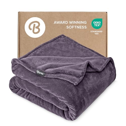 Bare Home Fleece Blanket Luxury Microplush (Full/Queen, Eggplant) - color: 15 - Eggplant, size: Full/Queen