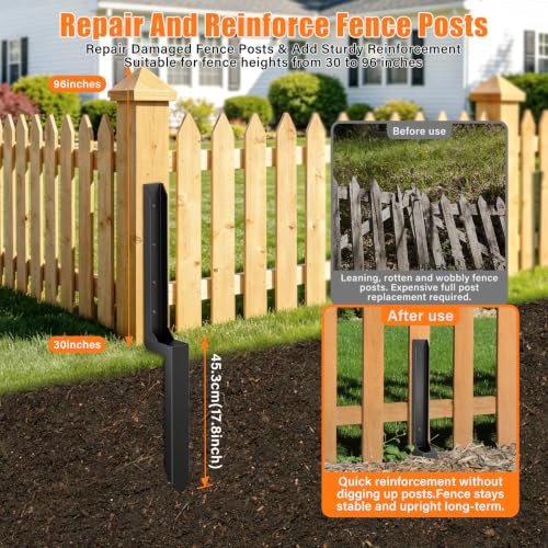 1 Pcs Fence Post Repair Kit,4×4/6x6 Fence Post Support,Heavy Duty Post Anchor Ground Spike with One-Piece Steel Anchor & Stakes for Repair Tilted, Broken Wood Fence Post - size: One-Piece
