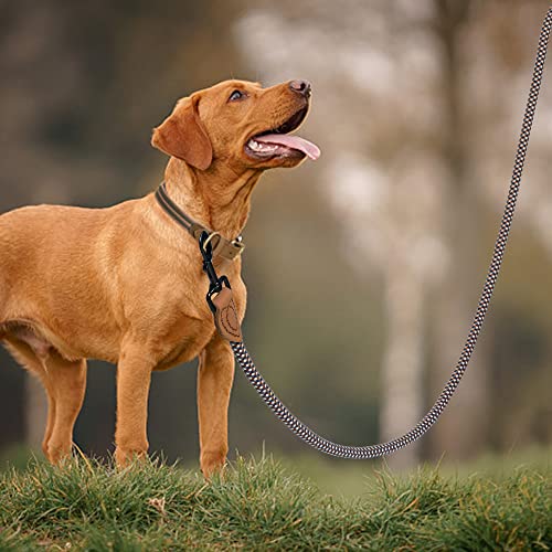 Mile High Life Dog Leash with Genuine Leather-Wrapped Ends, 4/5/6FT - color: Brown, size: 48 Inch-1/2"