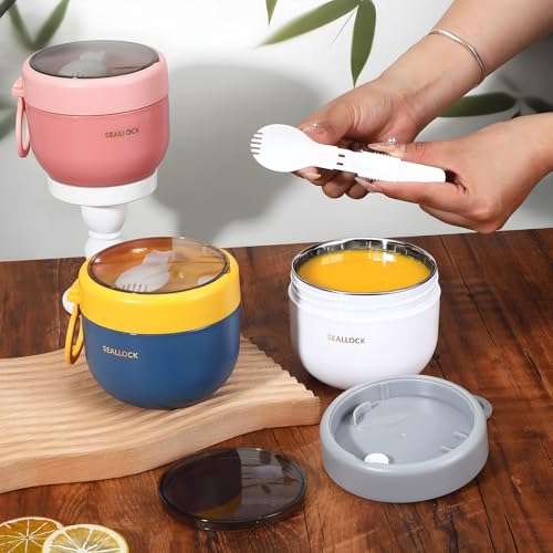 4pcs Overnight Oat Containers with Lids and Reusable Plastic Spoons,20oz Portable Stainless Steel Yogurt Breakfast On The Go Cups, Cups for Cereal,Milk and fruit Salad Storage Container
