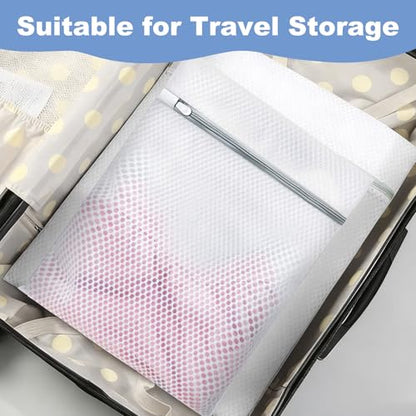 Laundry Bags Mesh Wash Bags for Delicates, Upgraded Honeycomb & Fine Mesh, Extra Durable with Sturdy Zippers, Protect Clothes in Washing Machine Essentials for Home, College & Dorm, 12 x 16 in 4-Pack