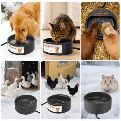 2.2L Heated Dog Bowl, Provides No Freeze Water, Pet Water Heater for Dogs/Cats/Chickens/Birds/Livestock, Black - color: Black