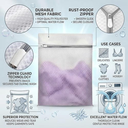 Mesh Laundry Bags for Delicates - 12x16/16x20/24x24 Inches Washing Bags for Bras, Lingerie, Socks, Baby Clothes, 3 sizes 16 Pack