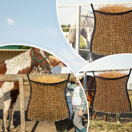3 Pcs Slow Feed Hay Nets for Horses, 37.5 x 31.5 in Hay Bags for Horses with Large Capacity, Hanging Horse Slow FeedHay Bag for Horse and Sheep Trailer Feeders