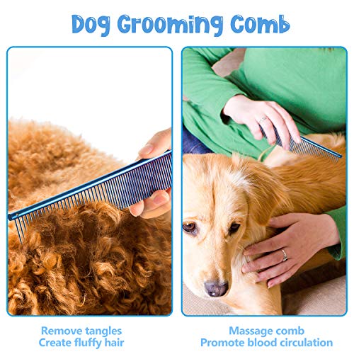 3 Pcs Stainless Steel Combs for Matted Hair - Grooming Clippers with Guide Combs for Removing Tangles and Knots in Long Haired Dogs and Cats - color: Multi-color