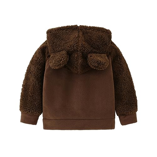Toddler Winter Coats Baby Boys Girls Fuzzy Sherpa Fleece Jackets - color: Z-coffee, size: 1-2T