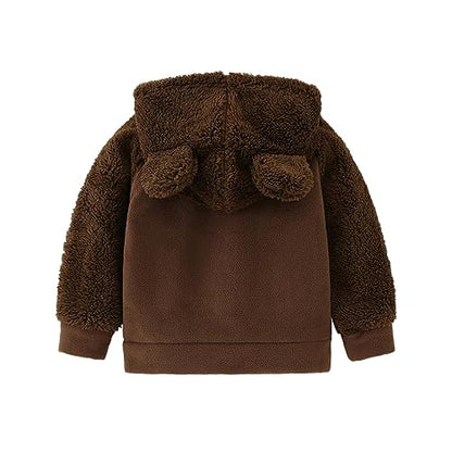 Toddler Winter Coats Baby Boys Girls Fuzzy Sherpa Fleece Jackets - color: Z-coffee, size: 3-4T