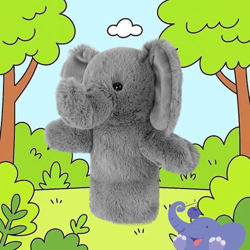 Puppet for Kids Adults Elephant Hand Puppets Big Ears Plush Animal Educational Sensory Toy Soft Washable Stuffed Storytelling Tool Family Fun - color: Elephant