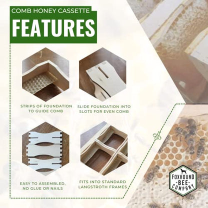 Foxhound Bee Co Comb Honey Cassette, Medium Frames - 40 Cassettes - size: Comb Cassette Medium Frame - 40 Pack