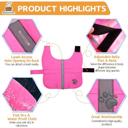 Queenmore Cold Weather Dog Coats Loft Reversible Winter Fleece Dog Vest Waterproof Pet Jacket Available in Extra Small, Small, Medium, Large Extra Large Sizes - color: Pink, size: XX-Large