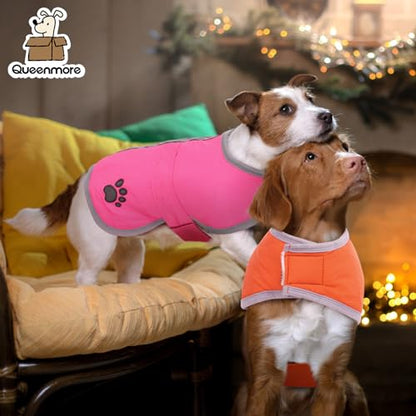 Queenmore Cold Weather Dog Coats Loft Reversible Winter Fleece Dog Vest Waterproof Pet Jacket Available in Extra Small, Small, Medium, Large Extra Large Sizes - color: Pink, size: X-Small