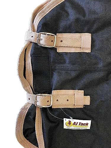 AJ Tack 1200D Waterproof Winter Horse Blanket - 400g Heavyweight Turnout with Fleece Collar, Shoulder Gussets & Tail Flap - Black 80" - color: Black, size: 80 Inches