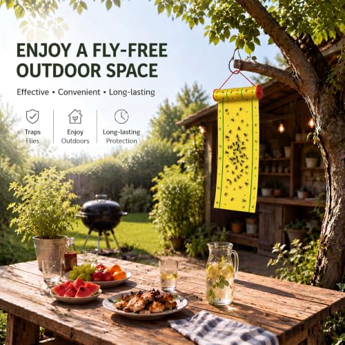 Qualirey 5 Pcs Giant Flypaper Fly Traps, 295ft Sticky Yellow - color: Yellow and Green