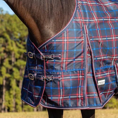 Jeffers Poplar Head 600 Denier Horse Turnout Blanket, 75" - Navy & Merlot - size: 75 in