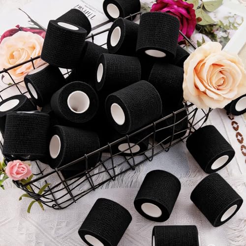 BQTQ 40 Rolls Self Adhesive Bandage Wrap 2 inch Self Adherent Tapes(Black) - color: Black, size: 2 Inch