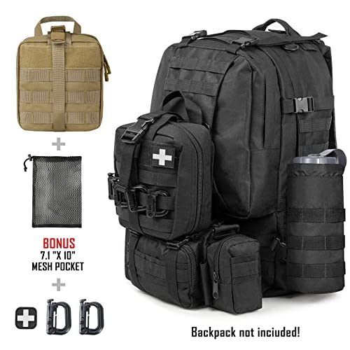 LIVANS 1000D First Aid Bag Empty, Medical Ifak Pouch for Emergency & EMT - color: Khaki(7.1"l X 3.5"w X 8"h)