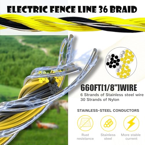 BESTEEL Electric Fence Poly Wire Electric Fencing Polywires 660 Feet 200M - size: 660 Feet
