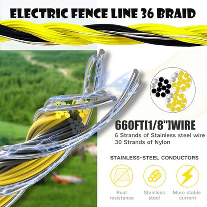 BESTEEL Electric Fence Poly Wire Electric Fencing Polywires 660 Feet 200M - size: 660 Feet