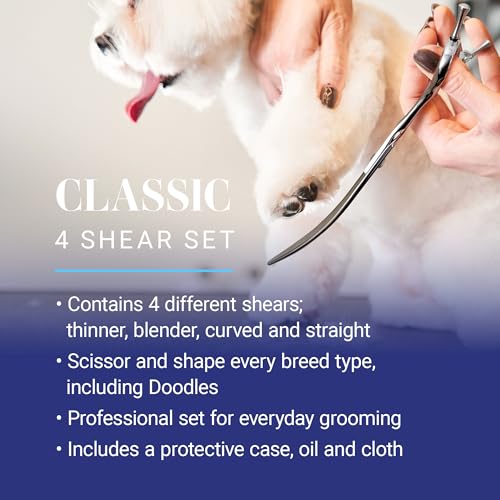 Chris Christensen Classic Series Grooming Shears, Full Set of Shears With Case, Groom Like a Professional, Any Skill Level, Made From 440C Japanese Steel - size: 7-8.5 inch Set of all 4 Shear Types